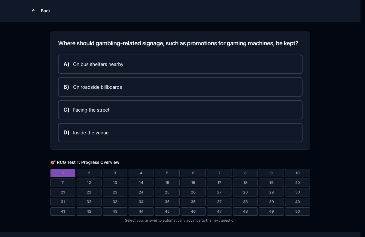 Tigertest RCG practice test on desktop