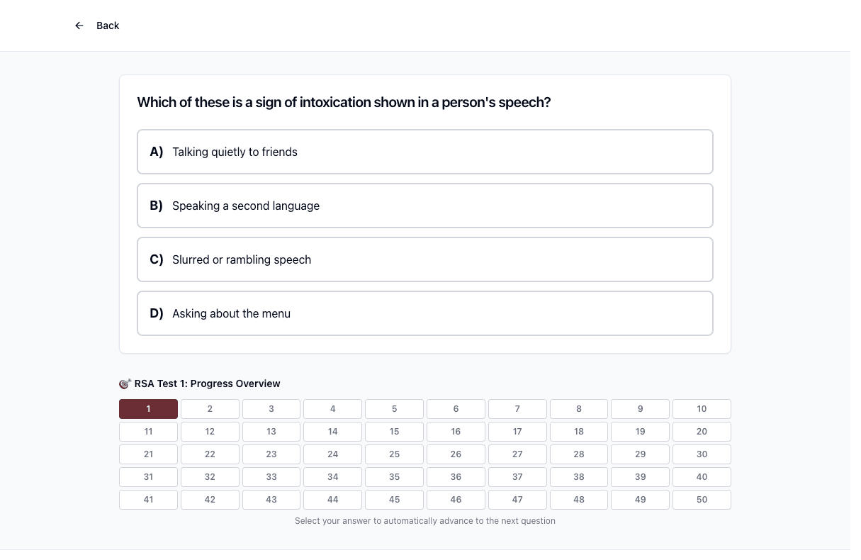 Tigertest RSA practice test on desktop