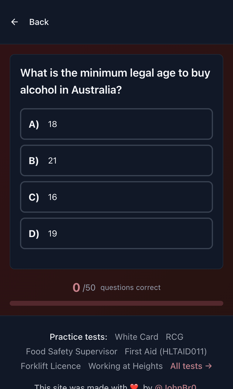Tigertest RSA practice test training mode on mobile