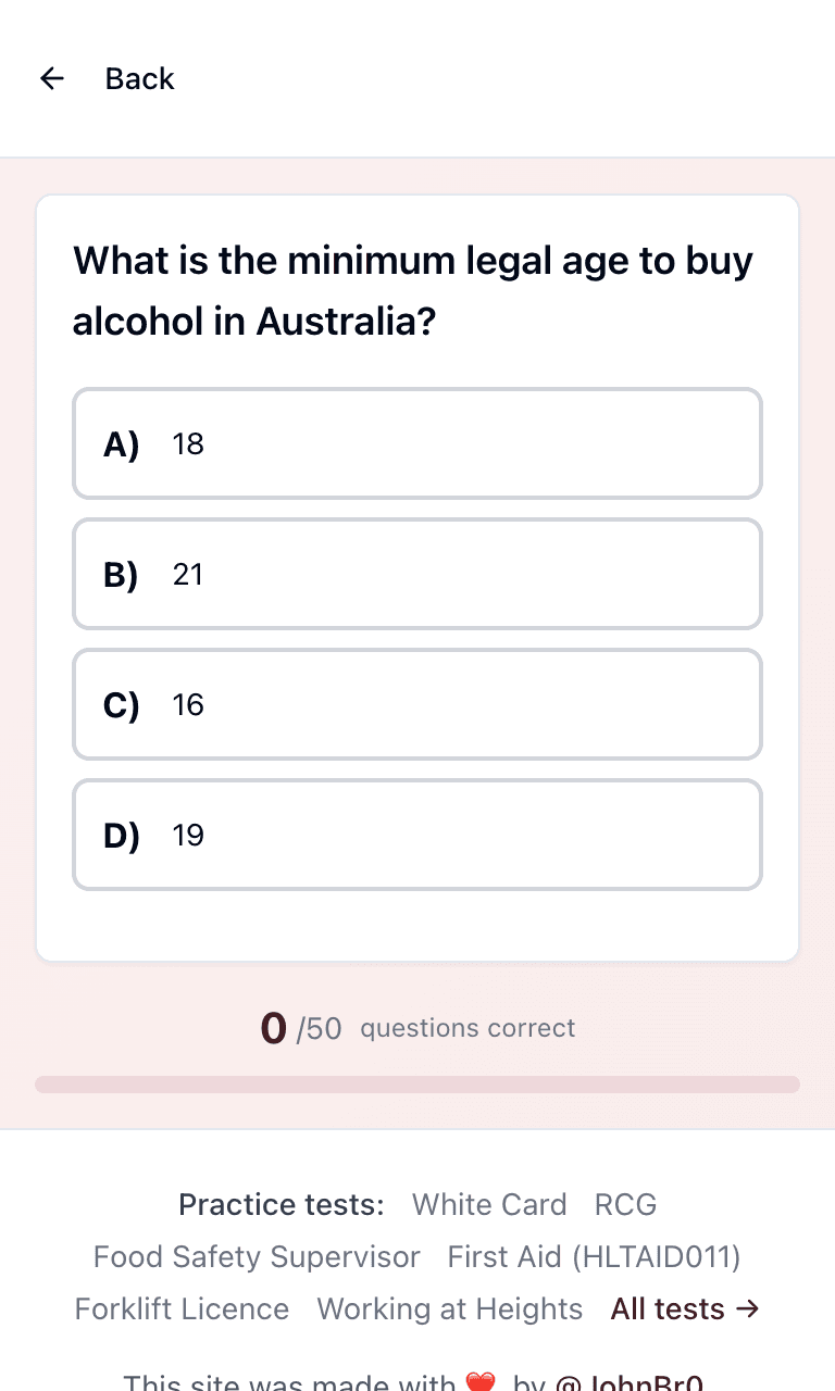 Tigertest RSA practice test training mode on mobile