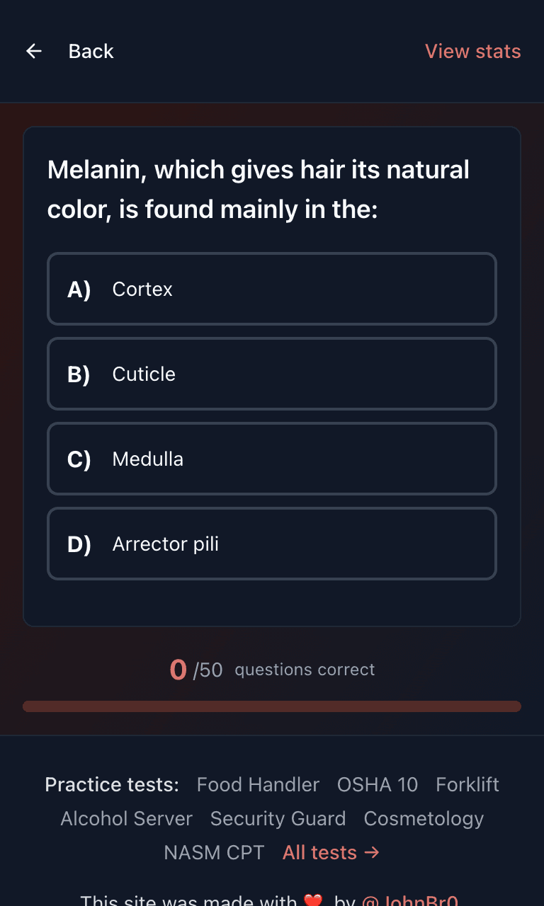 Tigertest Barber practice test training mode on mobile