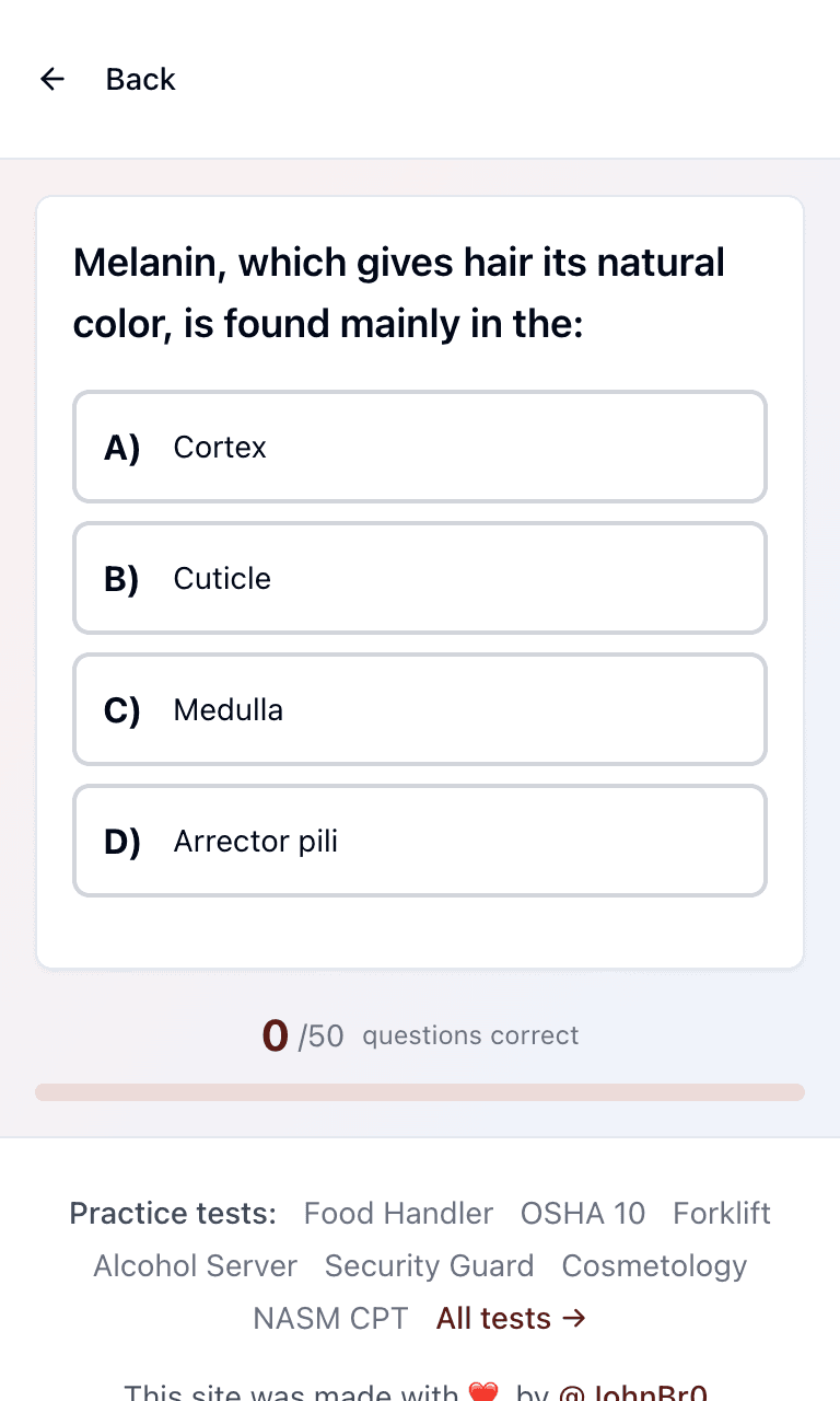 Tigertest Barber practice test training mode on mobile