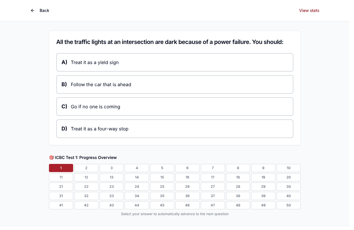Tigertest ICBC practice test on desktop