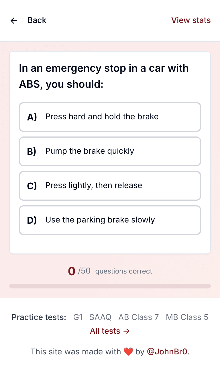 Tigertest ICBC practice test training mode on mobile