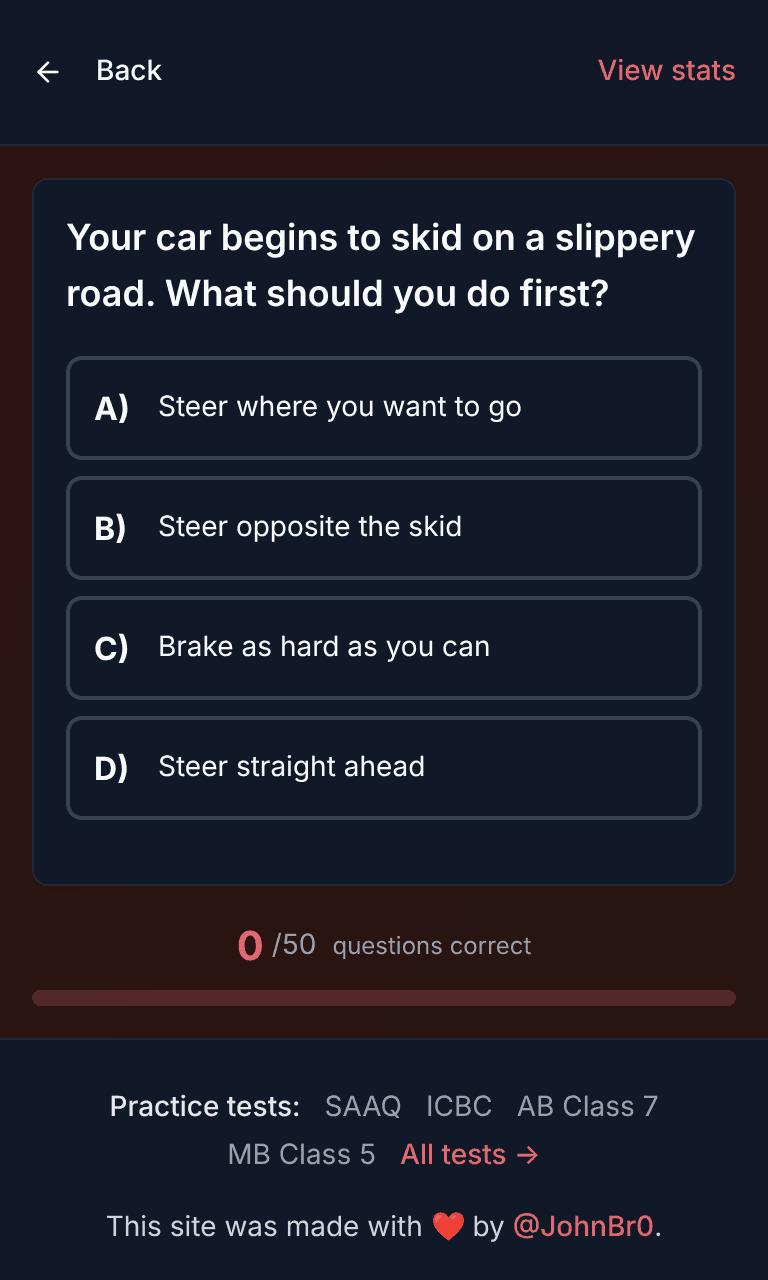 Tigertest G1 practice test training mode on mobile