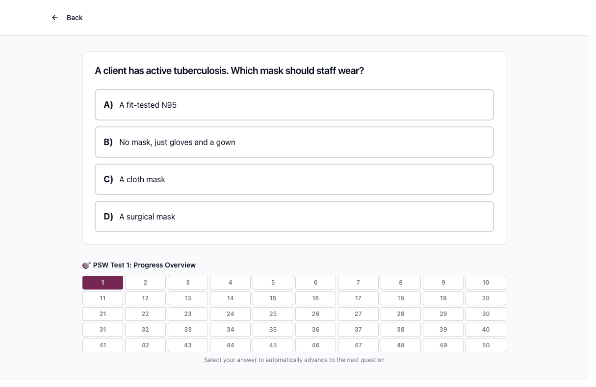 Tigertest PSW practice test on desktop