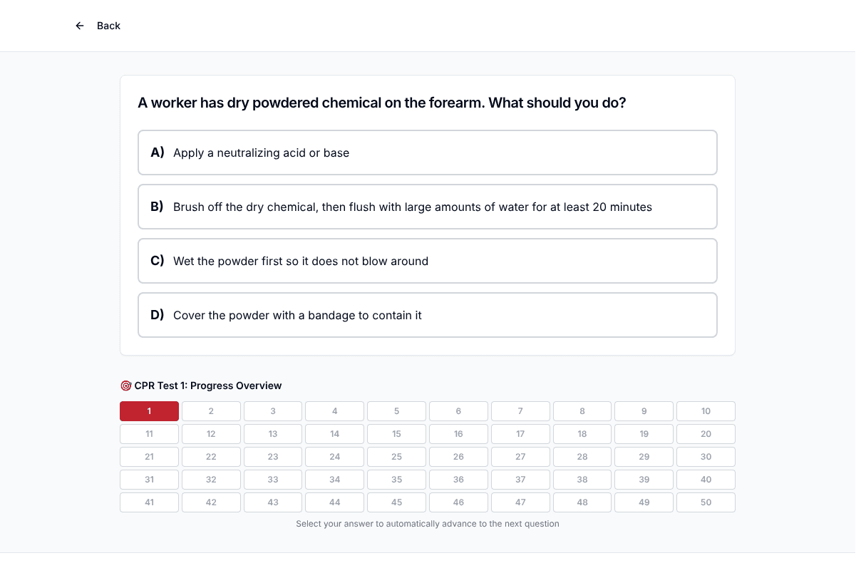 TigerTest CPR practice test on desktop