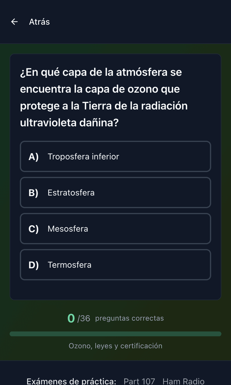 Práctica por tema del examen EPA 608 de TigerTest en el celular
