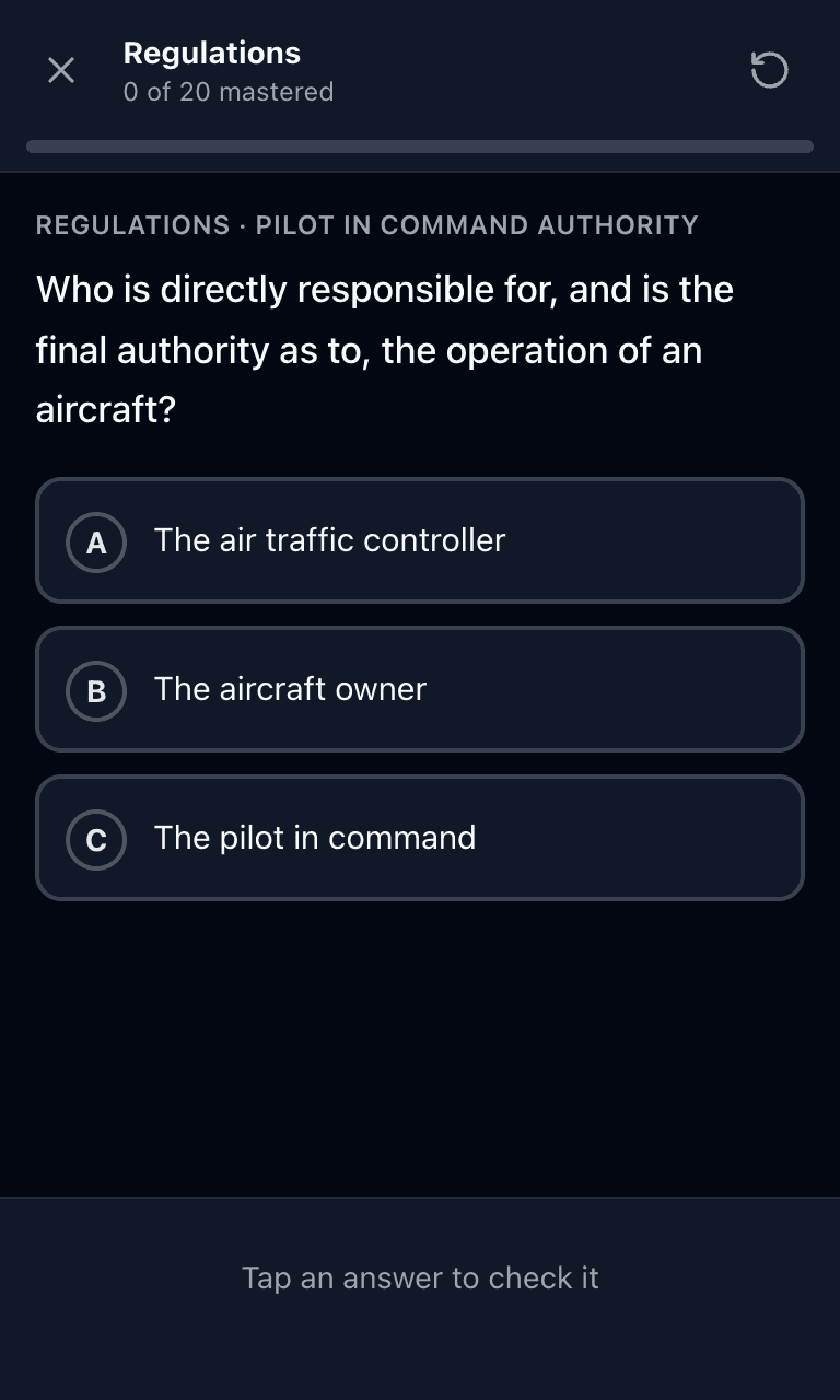 Tigertest Private Pilot practice test training mode on mobile