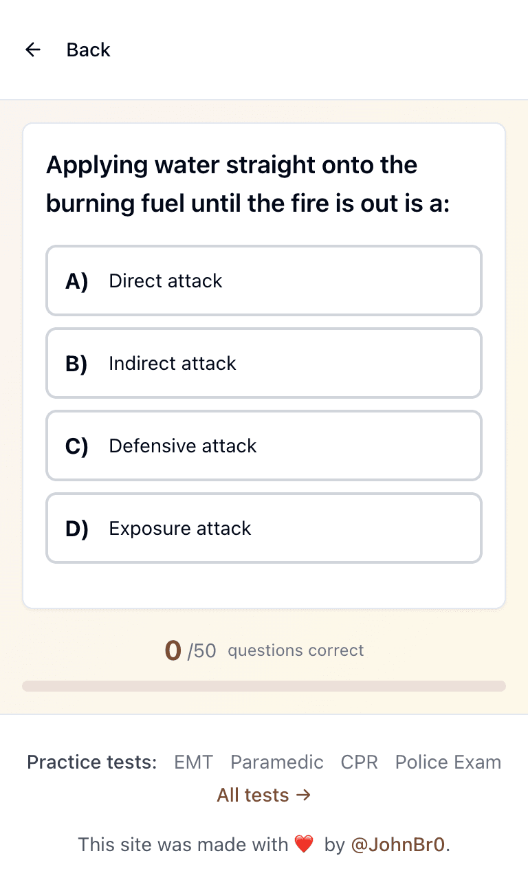 Tigertest Firefighter I practice test training mode on mobile