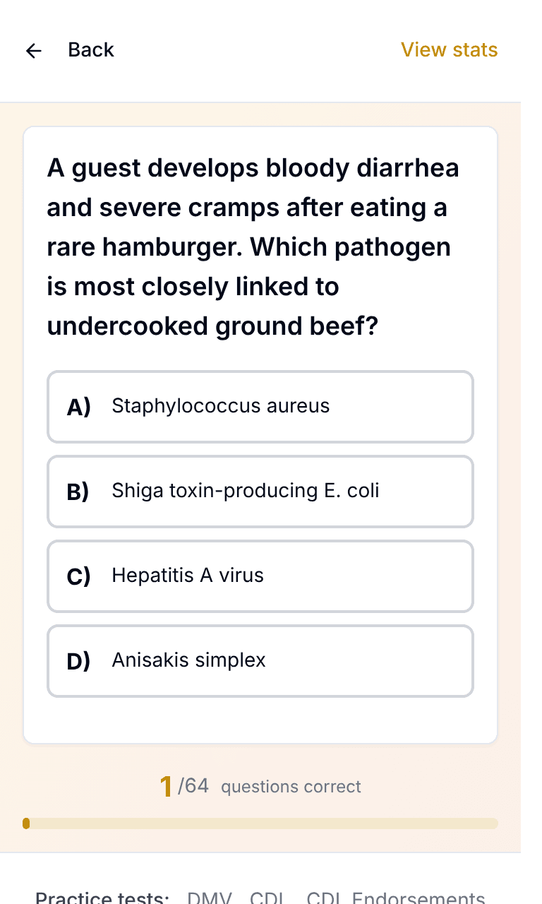 TigerTest Food Safety practice test training mode on mobile