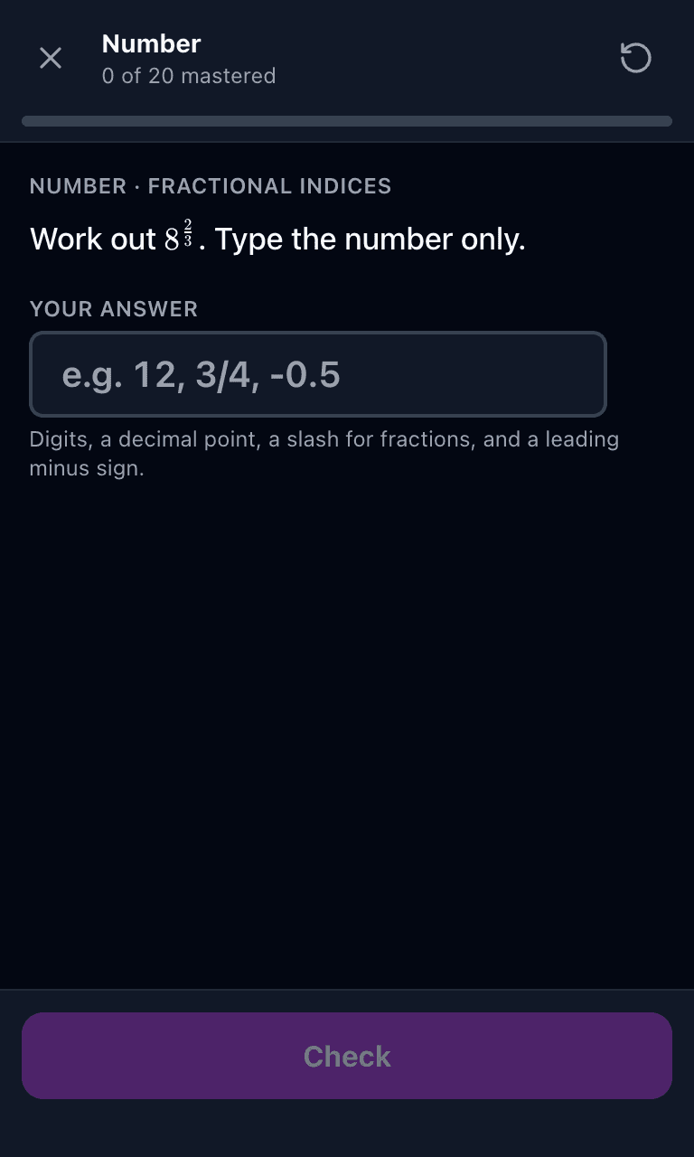 Tigertest GCSE Maths Higher practice test training mode on mobile