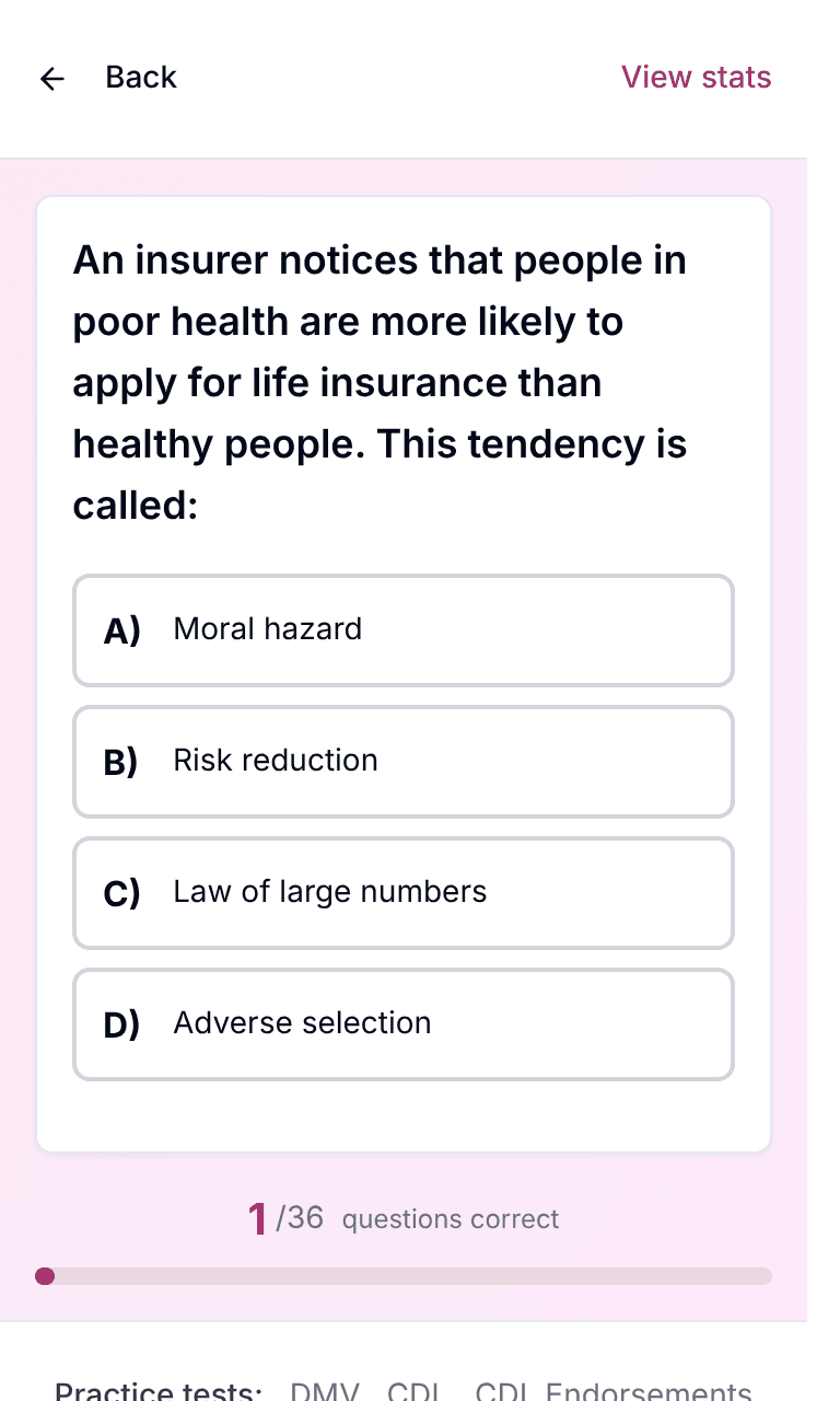 TigerTest Insurance practice test training mode on mobile