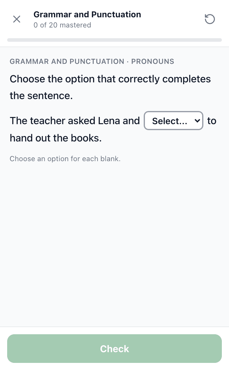 Tigertest NAPLAN practice test training mode on mobile