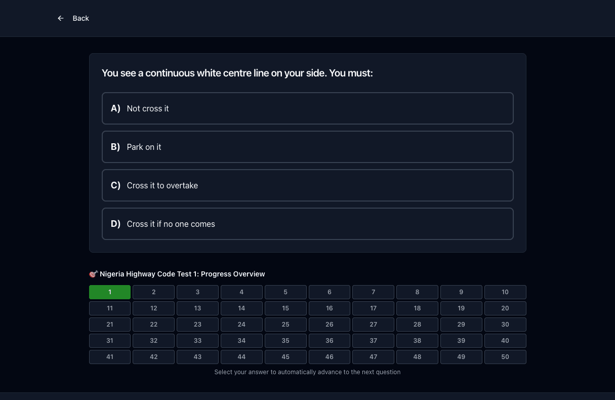 Tigertest Highway Code practice test on desktop