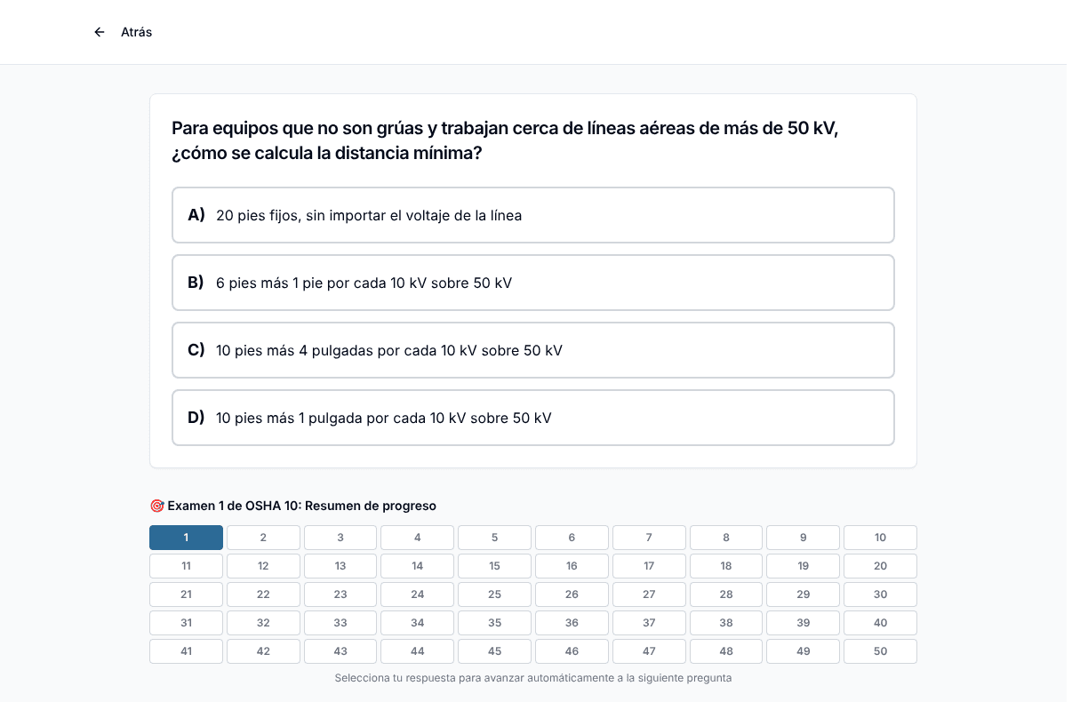 Examen de práctica OSHA 10 de TigerTest en la computadora