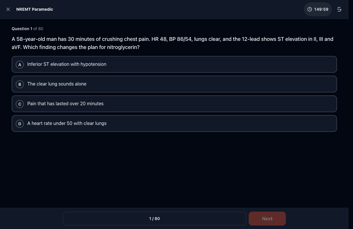 TigerTest Paramedic practice test on desktop