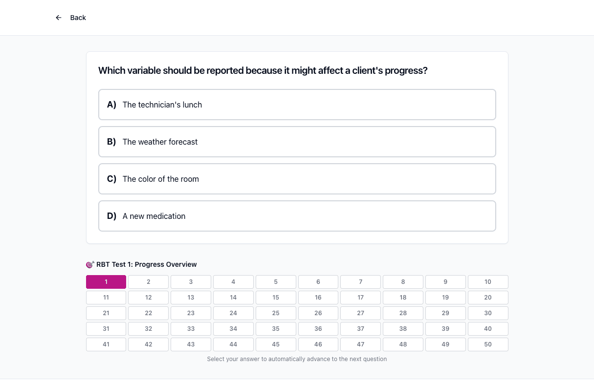 Tigertest RBT practice test on desktop