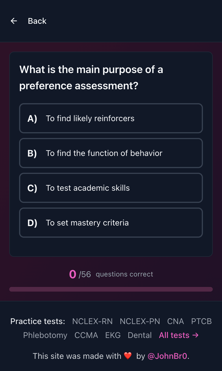 Tigertest RBT practice test training mode on mobile