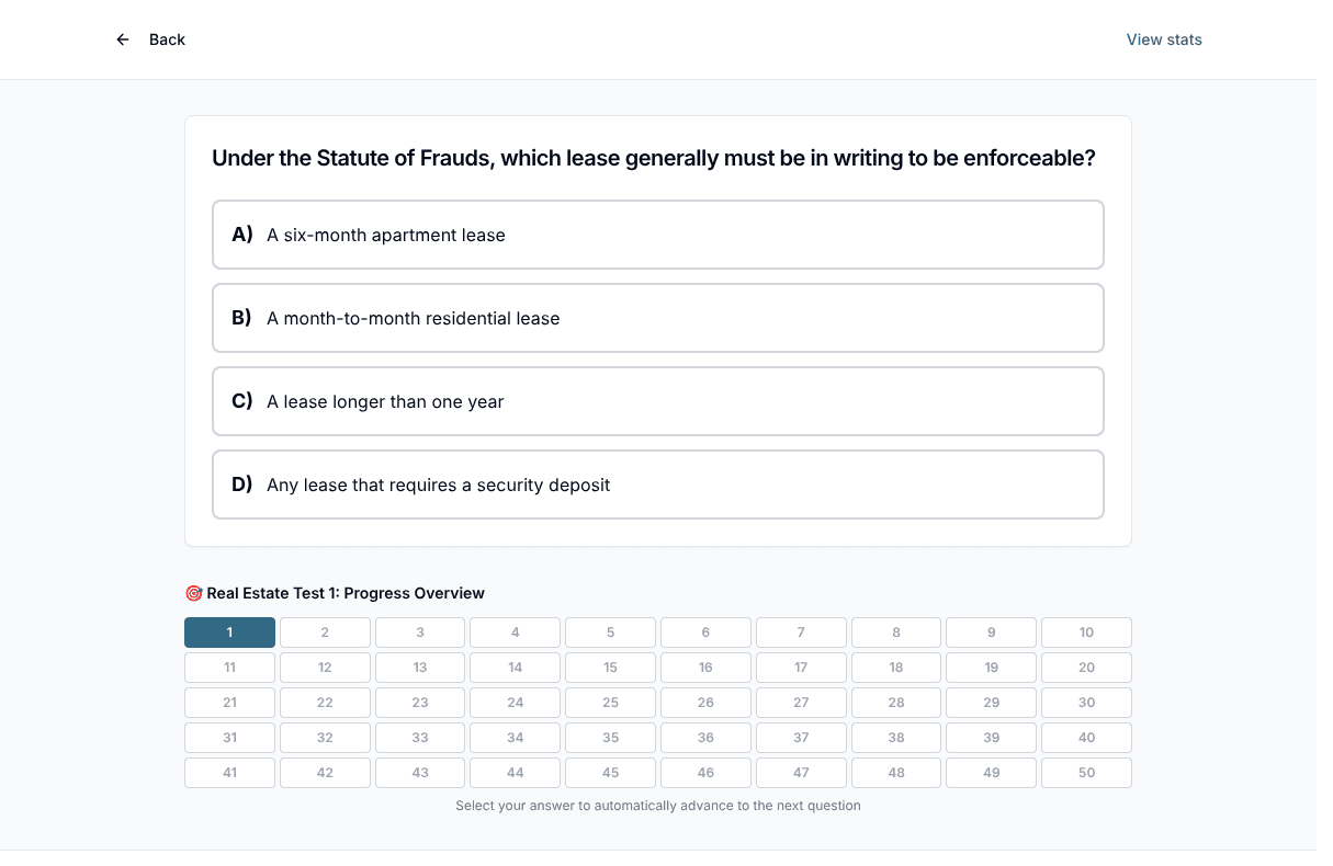 TigerTest Real Estate practice test on desktop