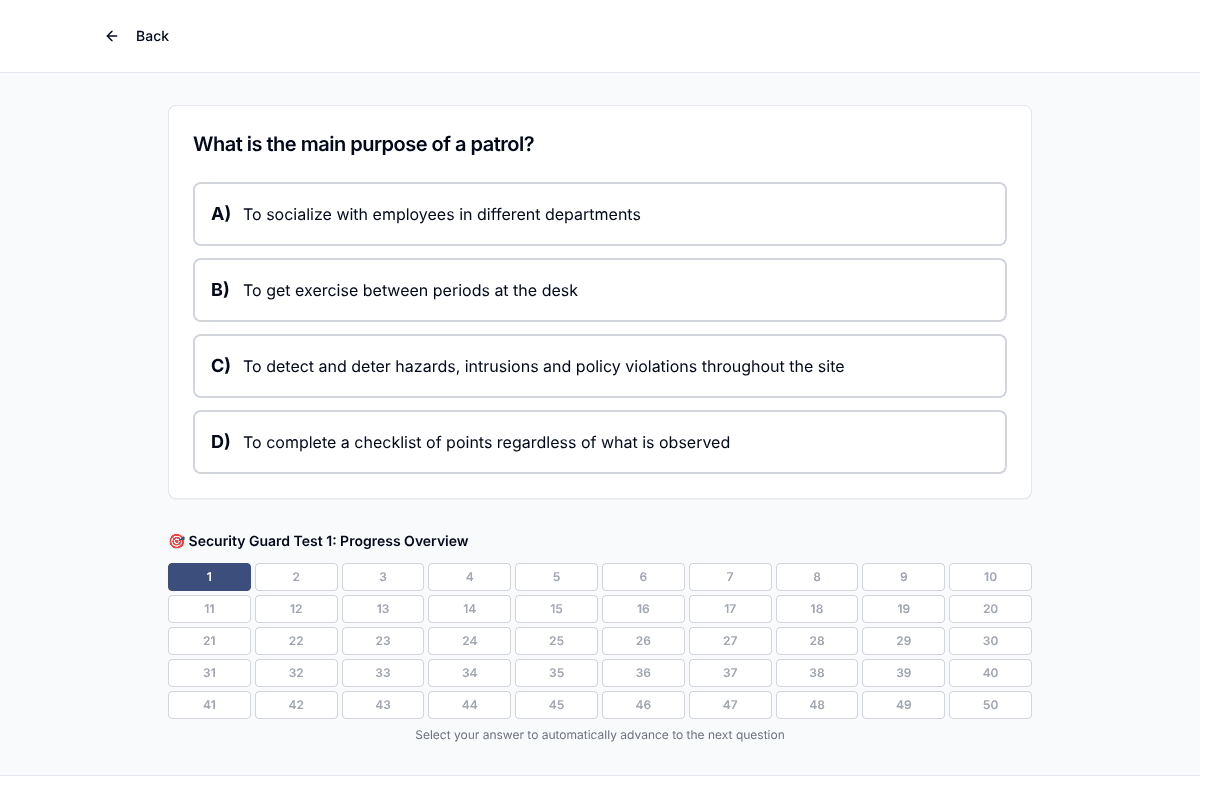 TigerTest Security Guard practice test on desktop