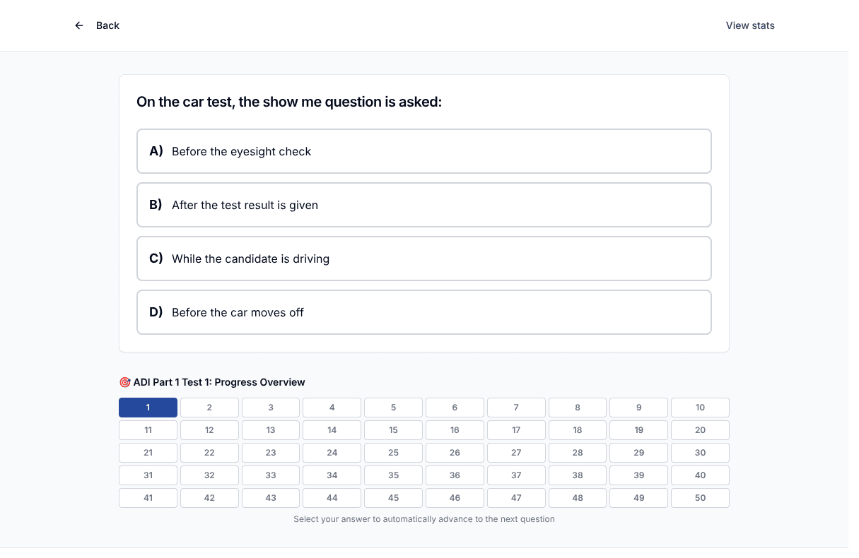Tigertest ADI Part 1 practice test on desktop