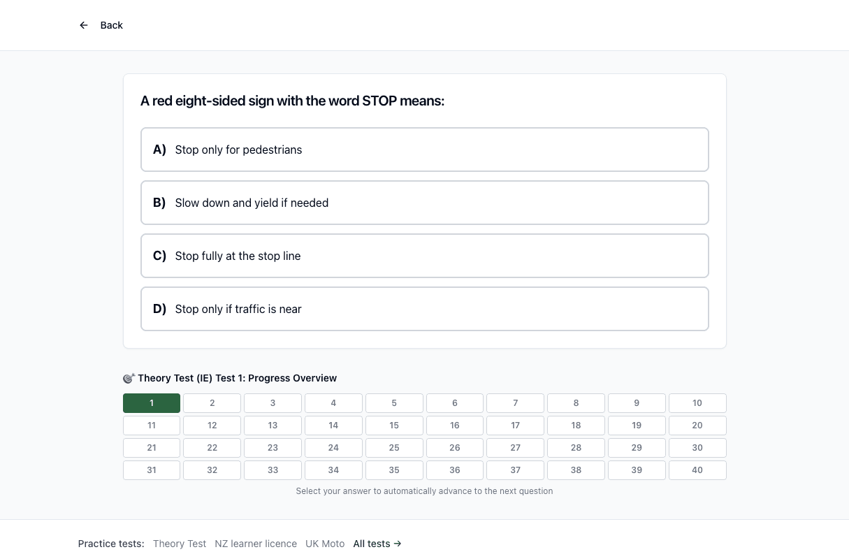 Tigertest Theory Test practice test on desktop