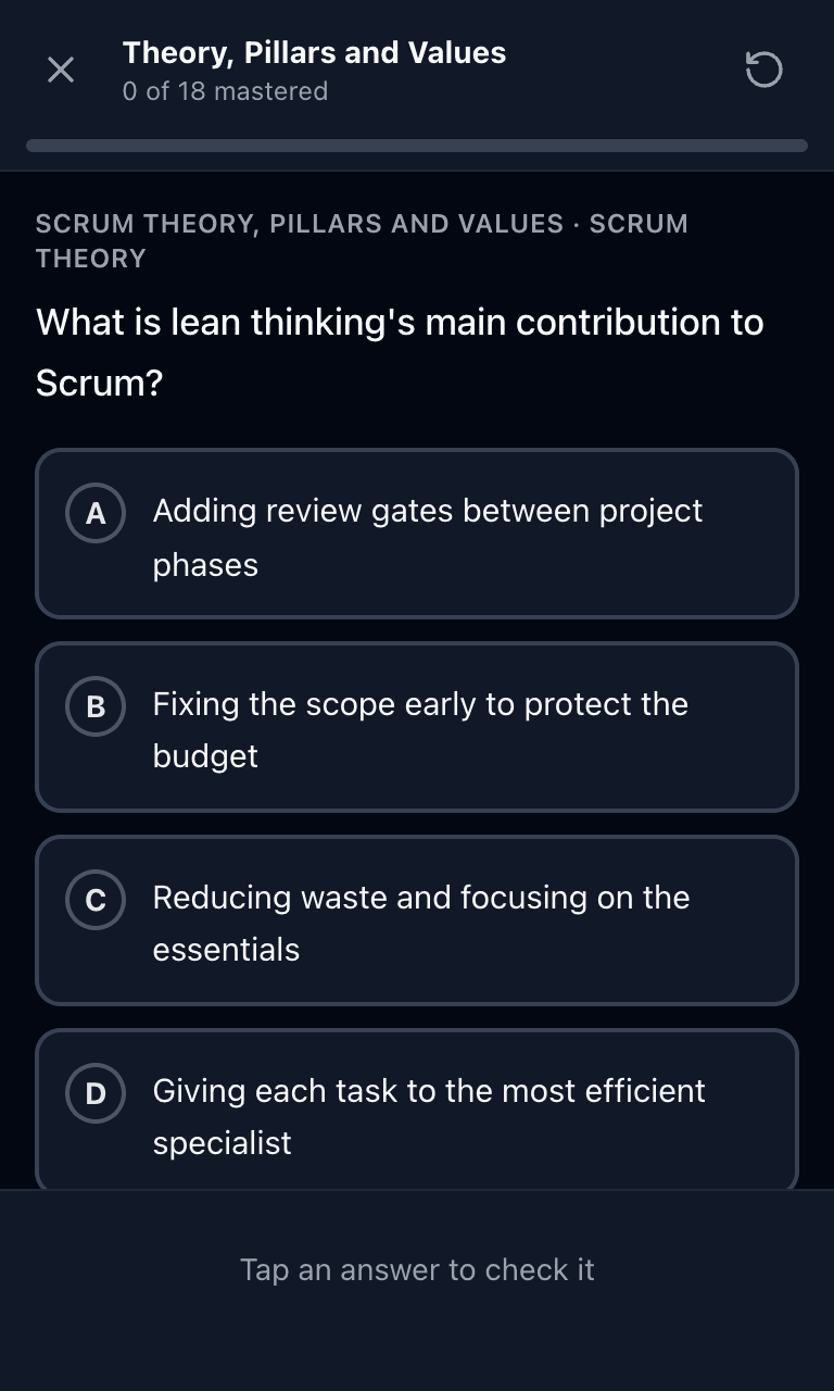 Tigertest PSM I practice test training mode on mobile