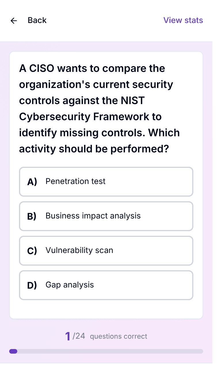 TigerTest Security+ practice test training mode on mobile